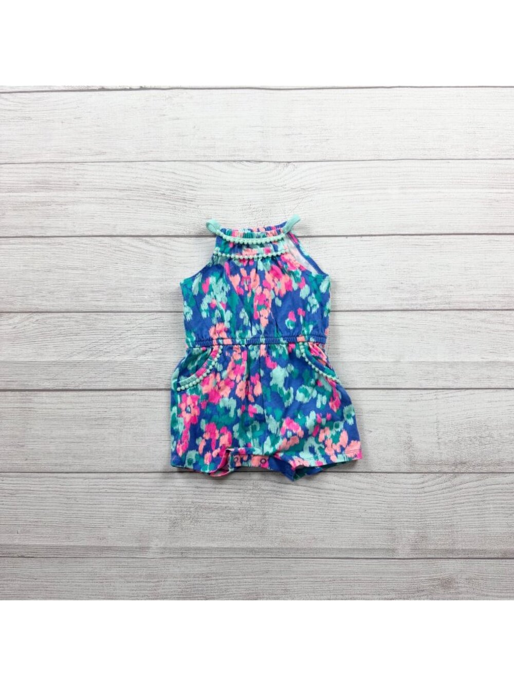 Cherokee Floral Halter Romper Baby Girls Retro Summer Outfit 3-6 Months